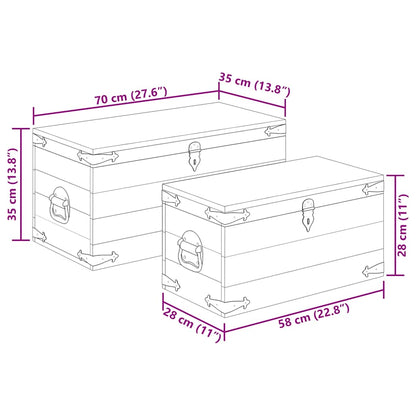 vidaXL Storage Chest Set 2 Pieces Rough Mango Wood