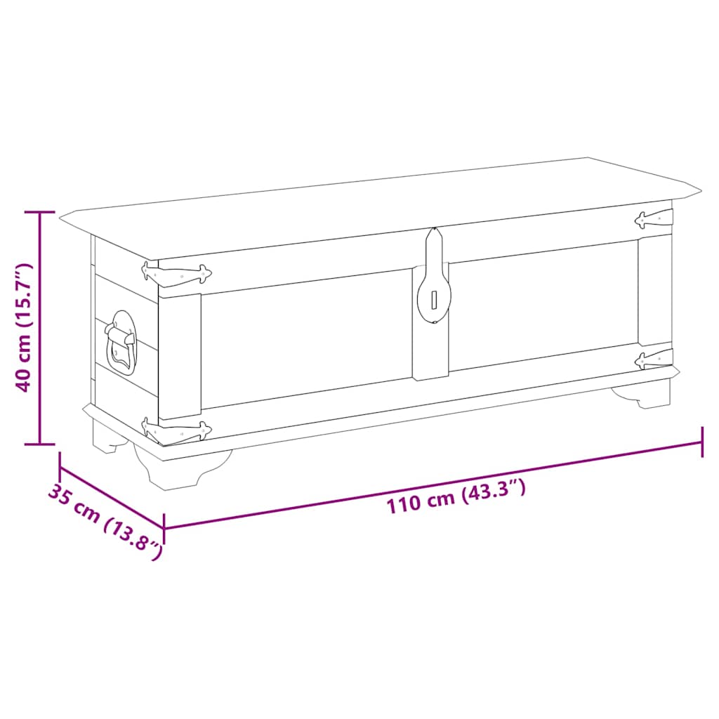 vidaXL Storage Chest Rough Mango Wood