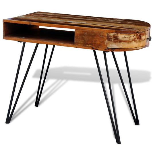 241641 vidaXL Desk Reclaimed Solid Wood with Iron Legs