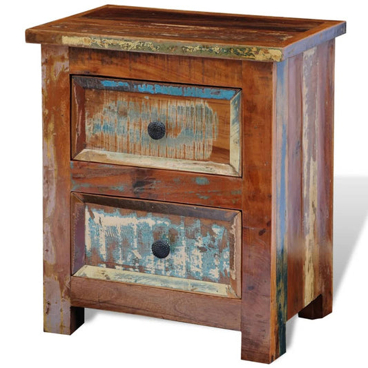 241643 vidaXL Nightstand with 2 Drawers Solid Reclaimed Wood