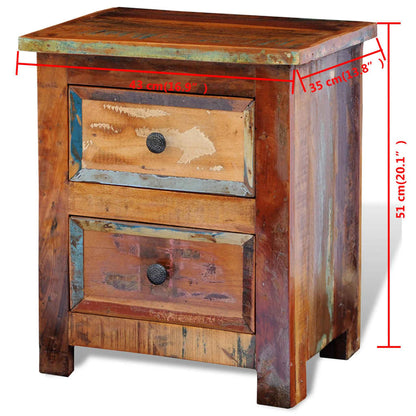 241643 vidaXL Nightstand with 2 Drawers Solid Reclaimed Wood
