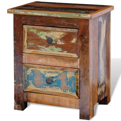 241643 vidaXL Nightstand with 2 Drawers Solid Reclaimed Wood