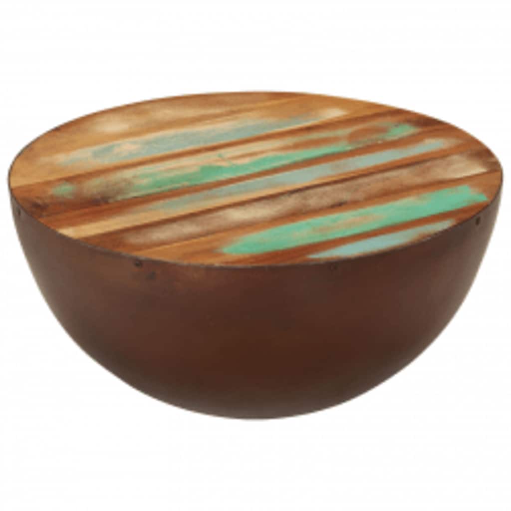 vidaXL Coffee Table Bowl-shaped with Steel Base Solid Reclaimed Wood