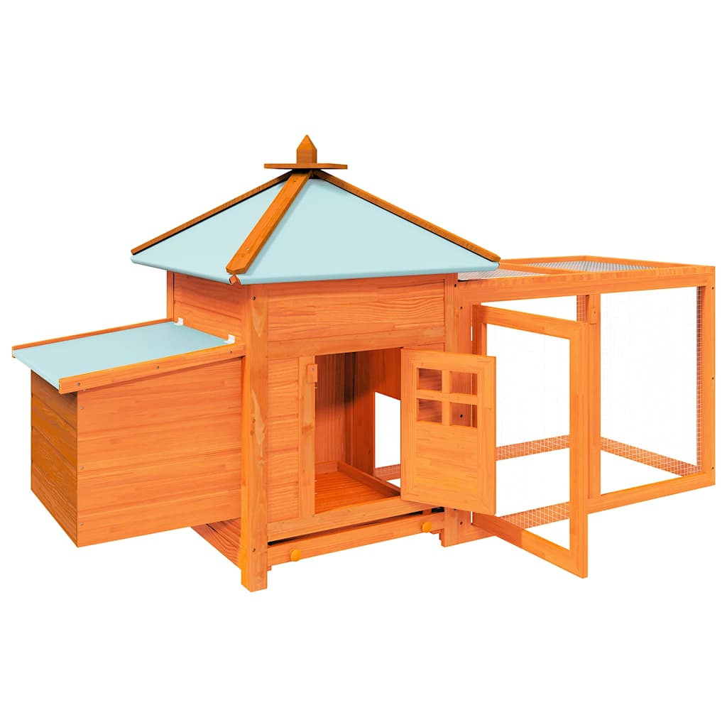 vidaXL Chicken Coop | Brown | Solid firwood, plywood, galvanised steel | Large