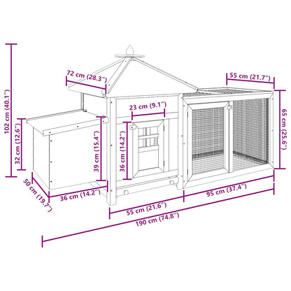 vidaXL Chicken Coop | Brown | Solid firwood, plywood, galvanised steel | Large