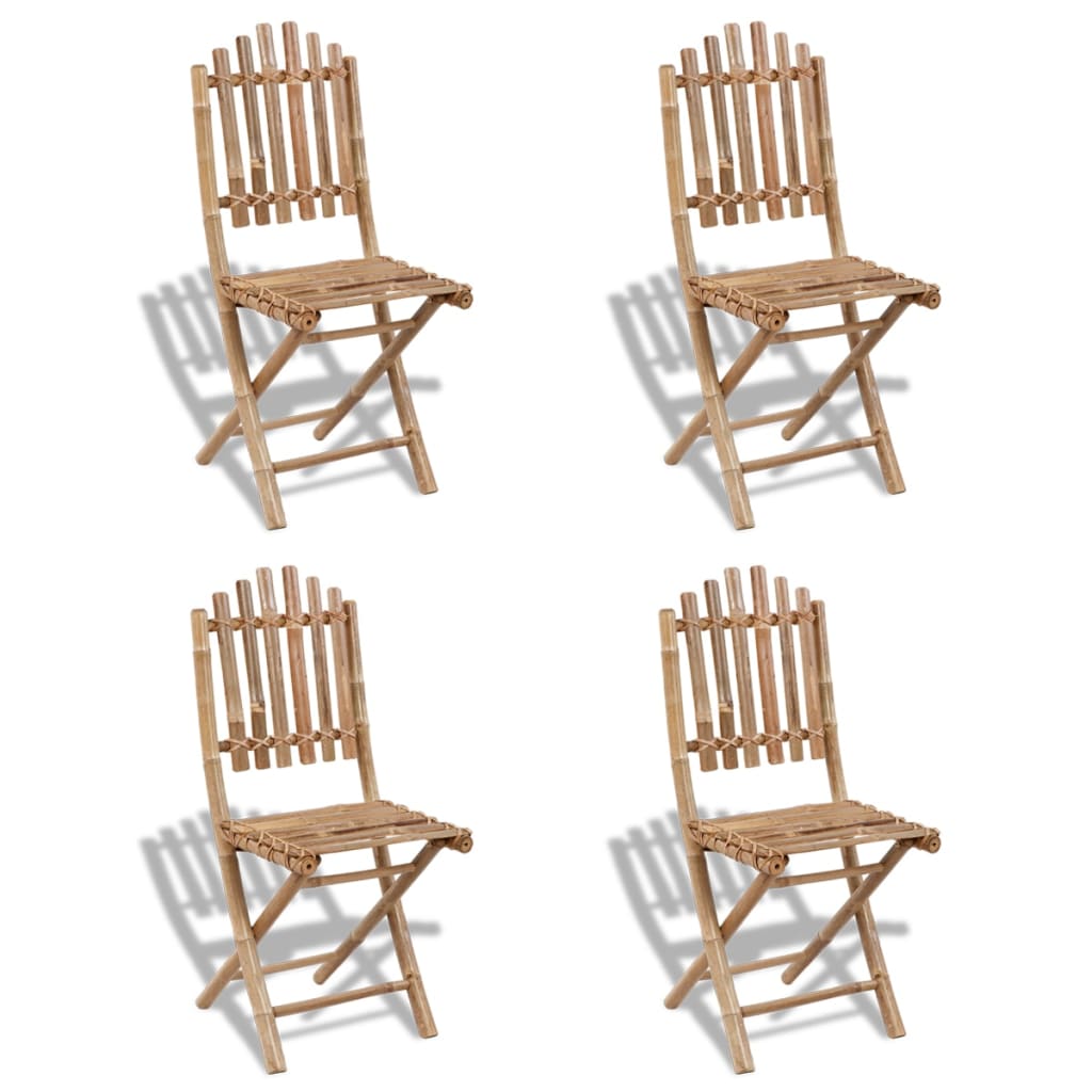 vidaXL Garden Chair | Set of 4 | Natural Bamboo | Solid Bamboo | Medium