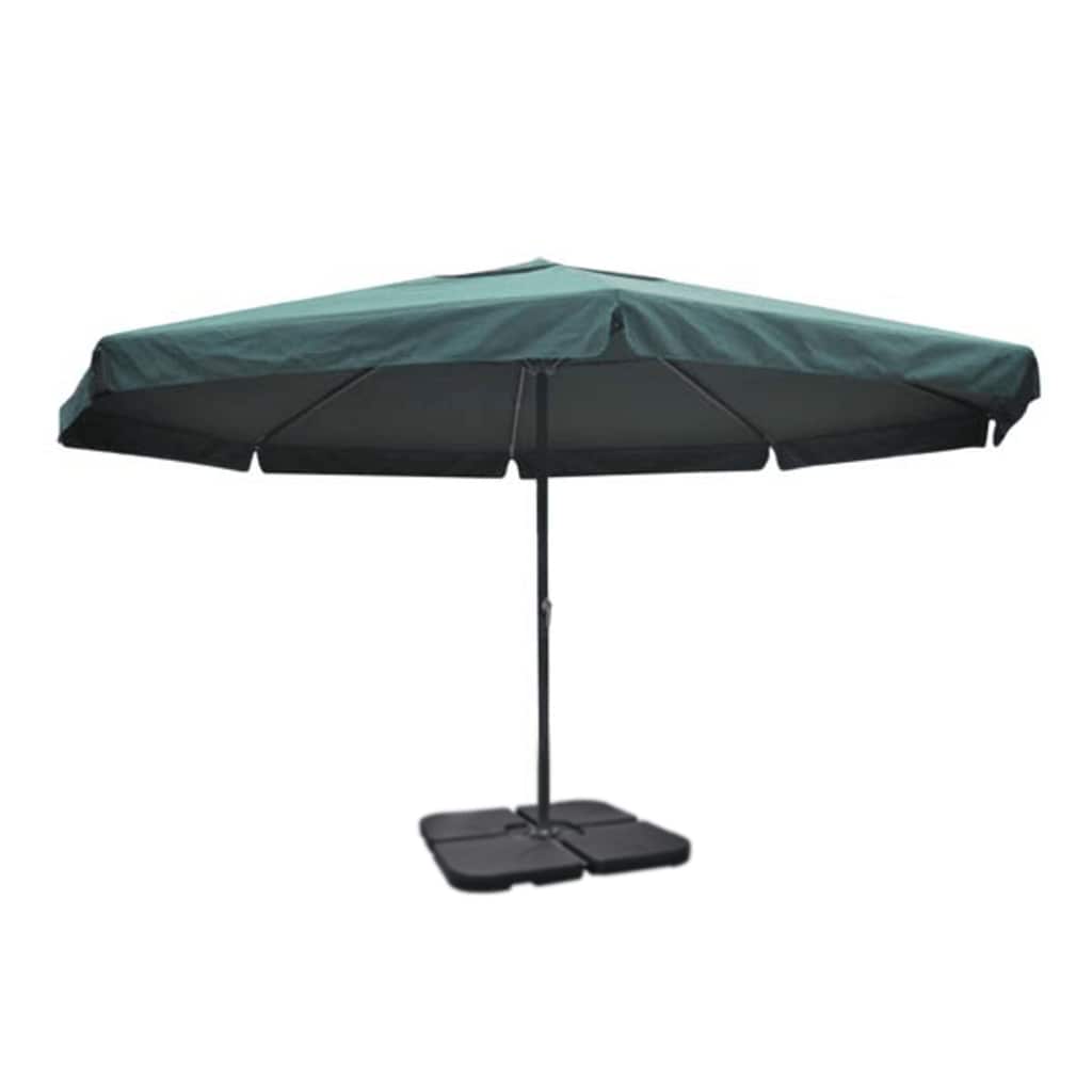 vidaXL Aluminium Garden Parasol with Portable Base Green