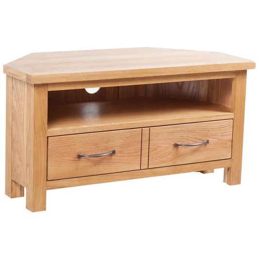241676 vidaXL TV Cabinet with Drawer 88 x 42 x 46 cm Solid Oak Wood