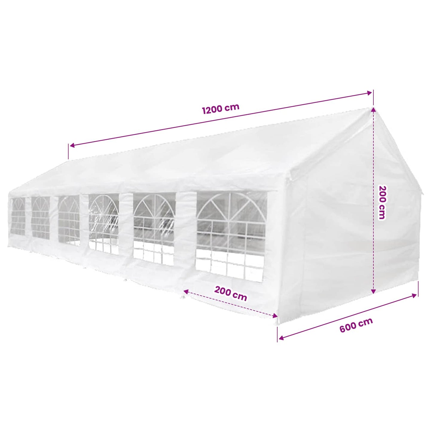 vidaXL Tent Fabric without Frame White 12 x 6 m PE