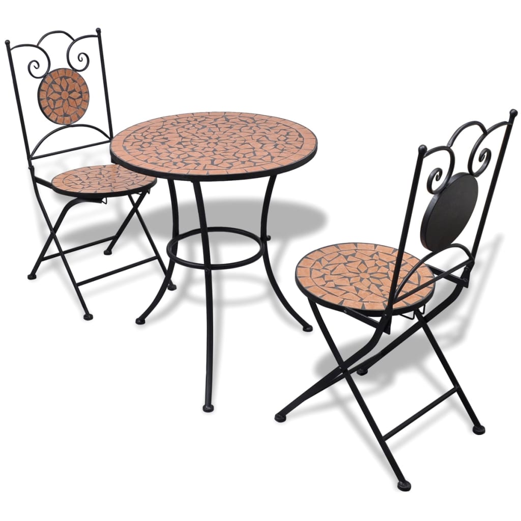 vidaXL Patio Furniture | Terracotta | Powder-coated iron, ceramic tile | Small