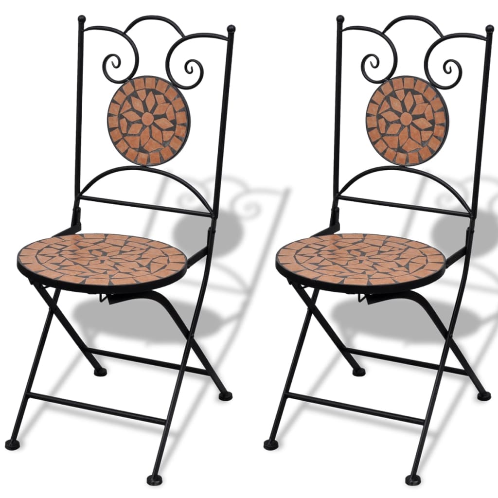 vidaXL Patio Furniture | Terracotta | Powder-coated iron, ceramic tile | Small