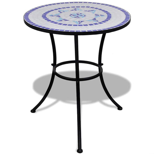vidaXL Patio Furniture | Blue and White | Powder-coated iron and ceramic tile