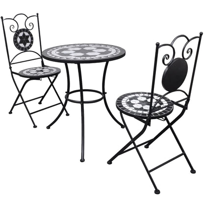 vidaXL Patio Furniture | Black and White | Powder-coated iron and ceramic