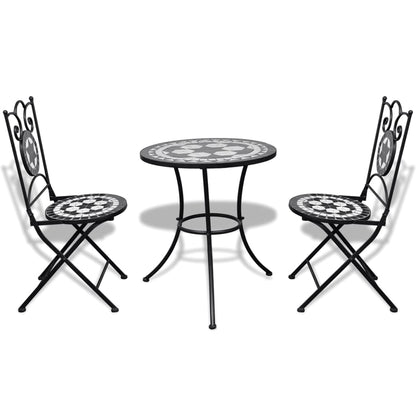 vidaXL Patio Furniture | Black and White | Powder-coated iron and ceramic
