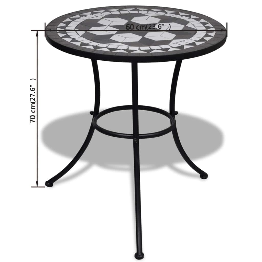 vidaXL Patio Furniture | Black and White | Powder-coated iron and ceramic