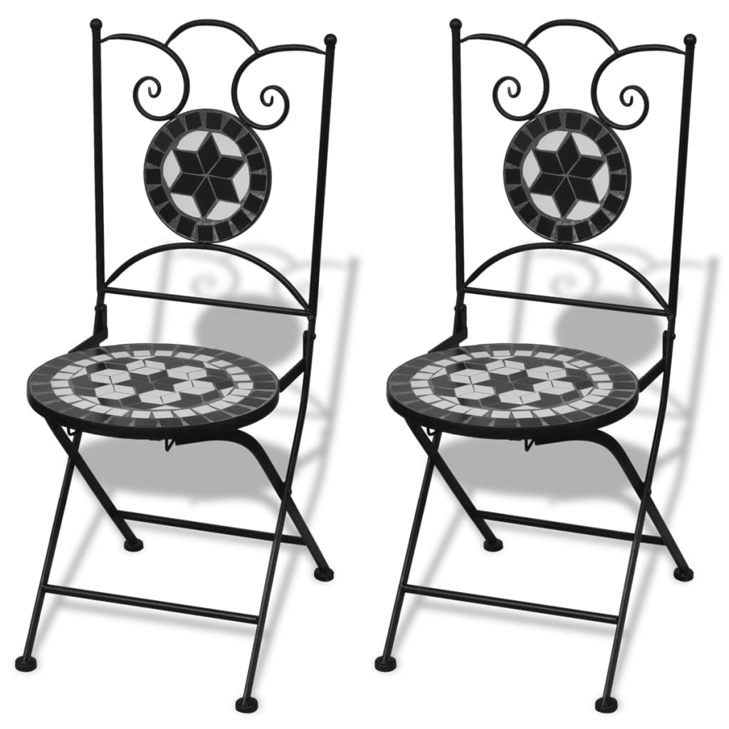vidaXL Patio Furniture | Black and White | Powder-coated iron and ceramic