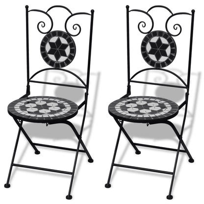vidaXL Patio Furniture | Black and White | Powder-coated iron and ceramic