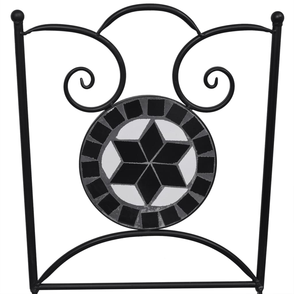 vidaXL Patio Furniture | Black and White | Powder-coated iron and ceramic