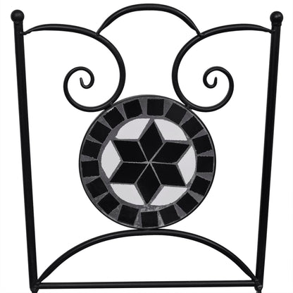 vidaXL Patio Furniture | Black and White | Powder-coated iron and ceramic