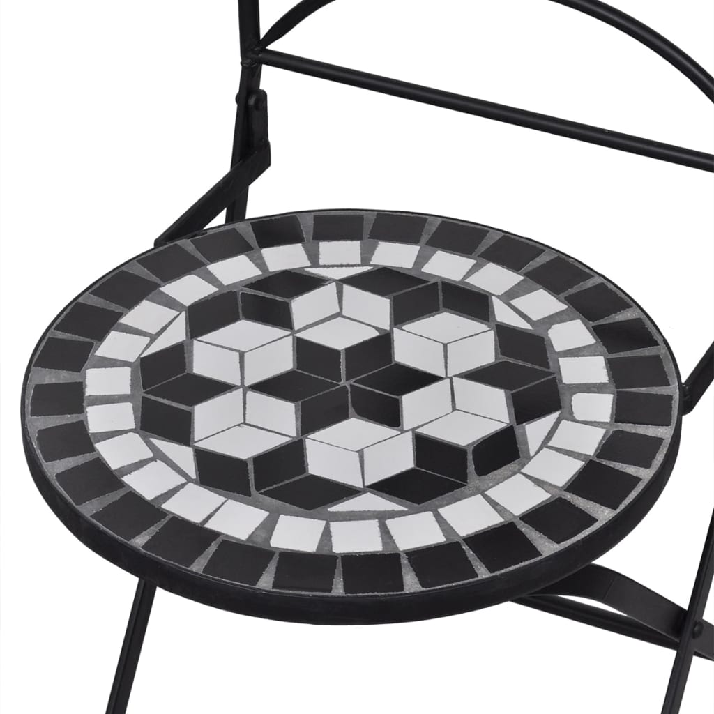 vidaXL Patio Furniture | Black and White | Powder-coated iron and ceramic