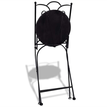 vidaXL 3 Piece Bistro Set Ceramic Tile Black and White
