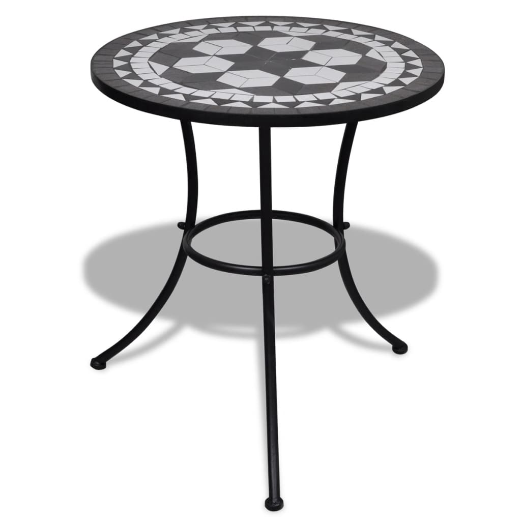 vidaXL Patio Furniture | Black and White | Powder-coated iron and ceramic