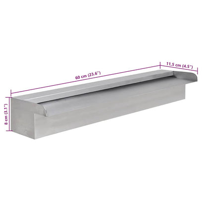 Rectangular Waterfall Pool Fountain Stainless Steel 60 cm
