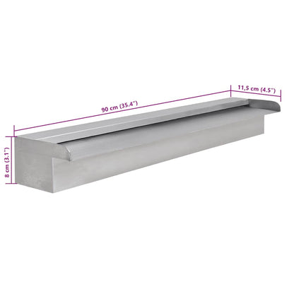 Rectangular Waterfall Pool Fountain Stainless Steel 90 cm