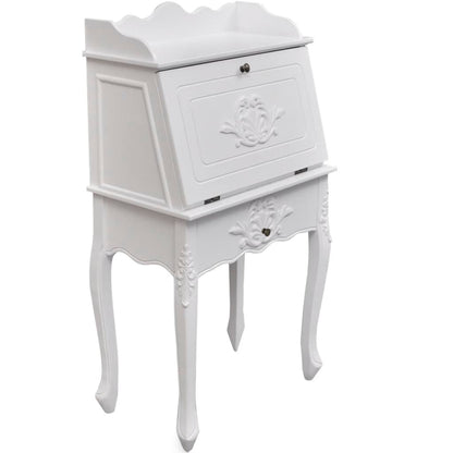 vidaXL Desk | White | MDF and Pinewood | 60 x 36.4 x 111 cm | Desk | Rectangular
