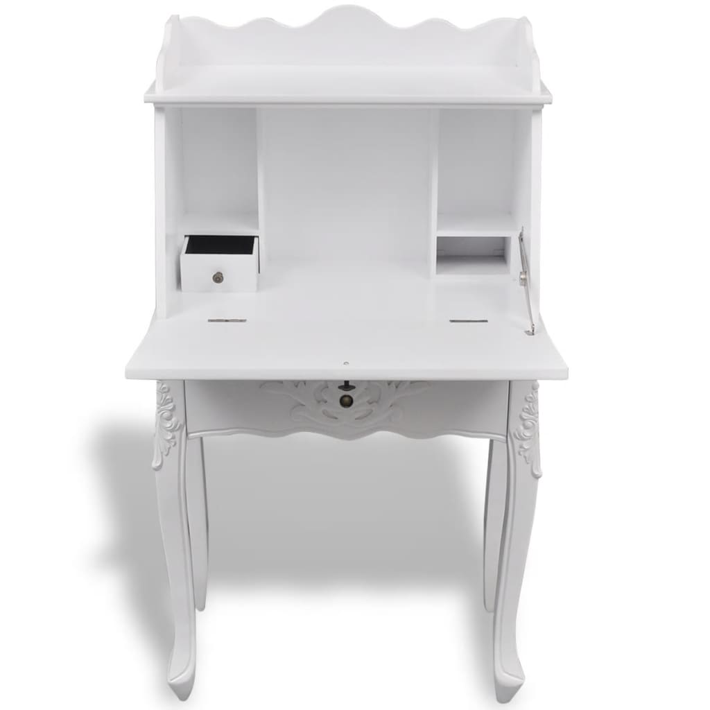 vidaXL Desk | White | MDF and Pinewood | 60 x 36.4 x 111 cm | Desk | Rectangular