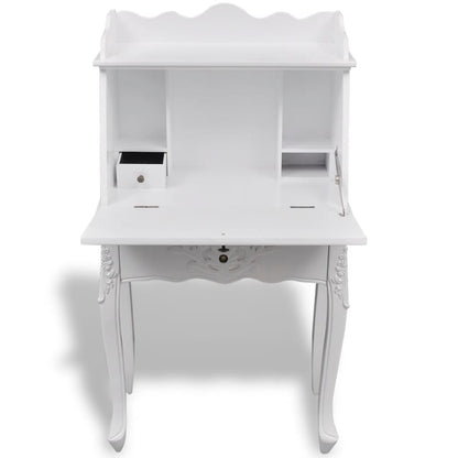 vidaXL Desk | White | MDF and Pinewood | 60 x 36.4 x 111 cm | Desk | Rectangular