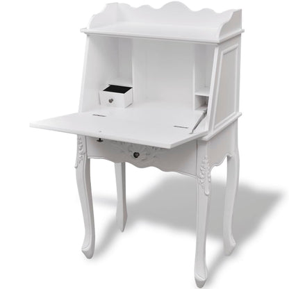 vidaXL Desk | White | MDF and Pinewood | 60 x 36.4 x 111 cm | Desk | Rectangular