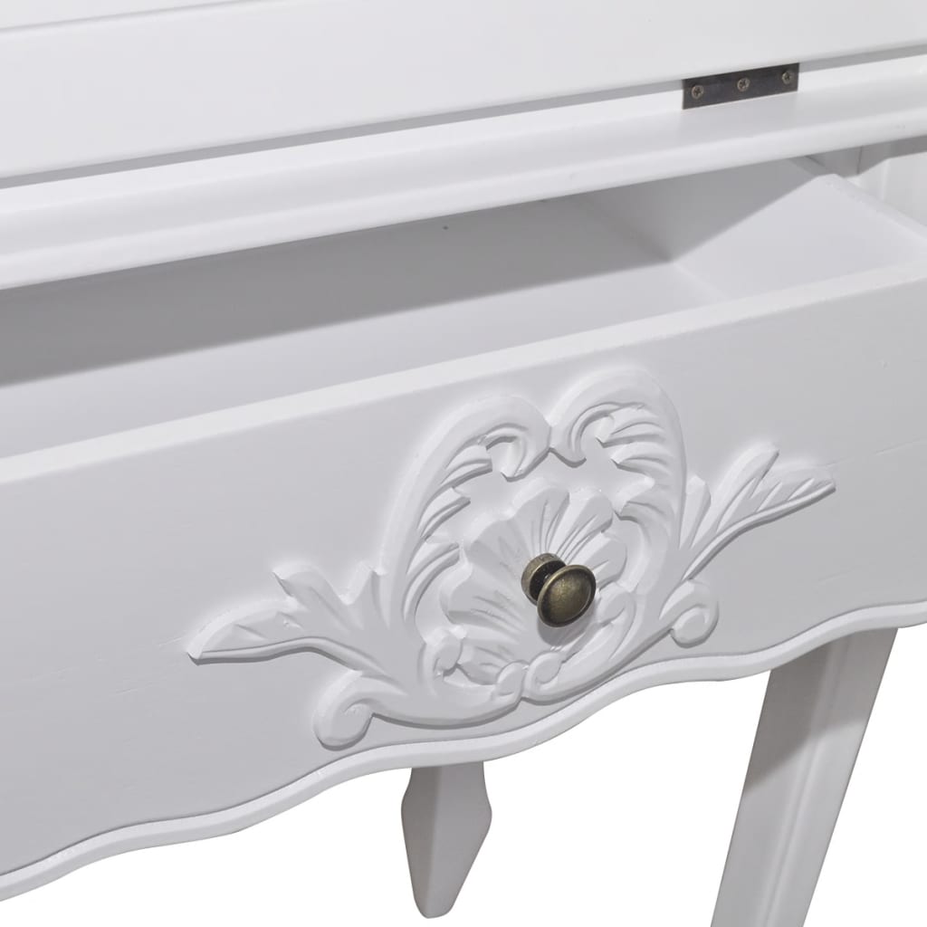 vidaXL Desk | White | MDF and Pinewood | 60 x 36.4 x 111 cm | Desk | Rectangular