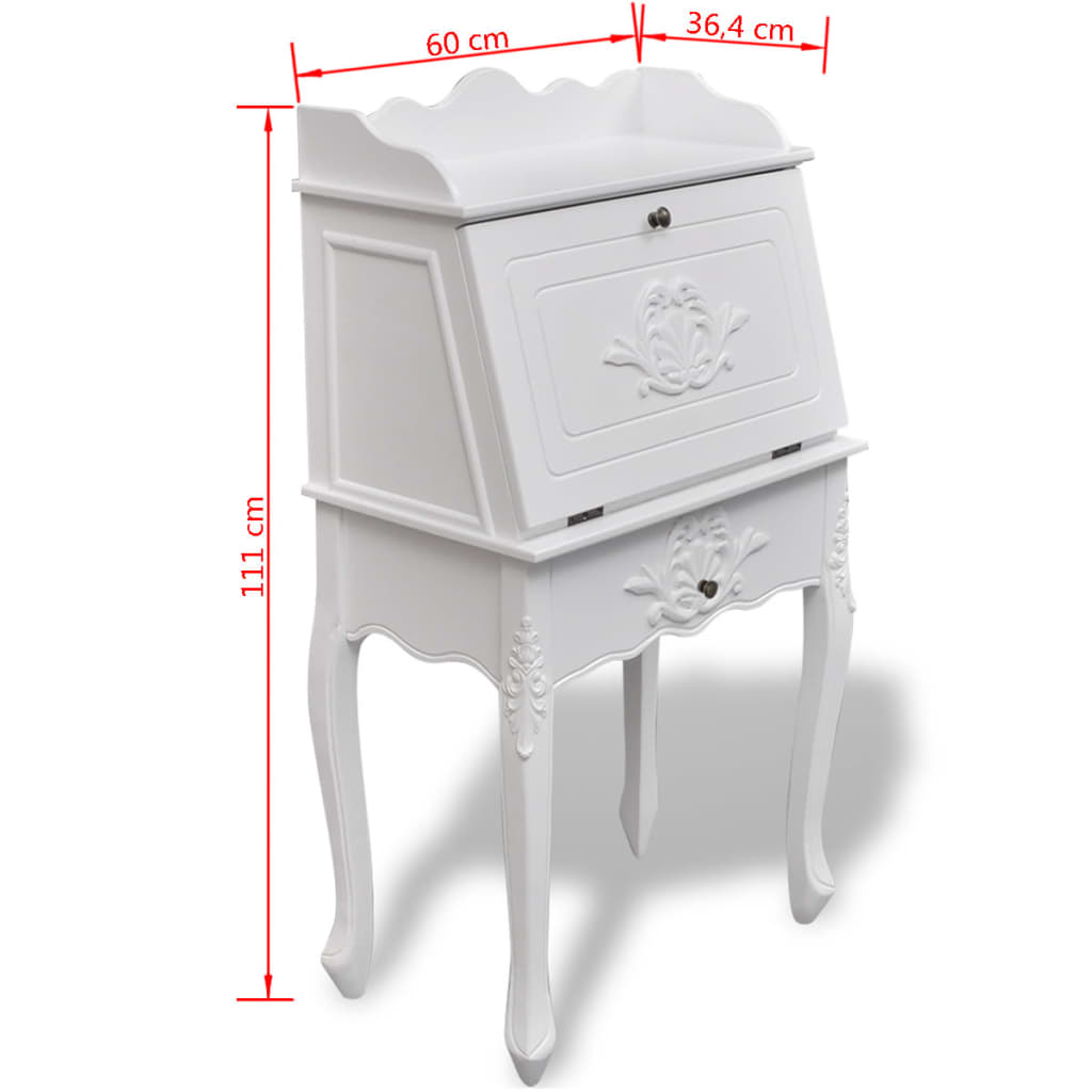 vidaXL Desk | White | MDF and Pinewood | 60 x 36.4 x 111 cm | Desk | Rectangular