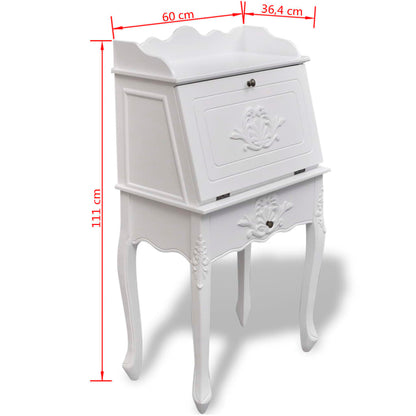 vidaXL Desk | White | MDF and Pinewood | 60 x 36.4 x 111 cm | Desk | Rectangular