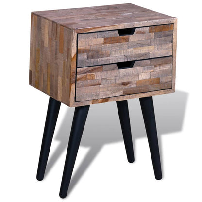 241711 vidaXL Nightstand with 2 Drawers Reclaimed Teak Wood