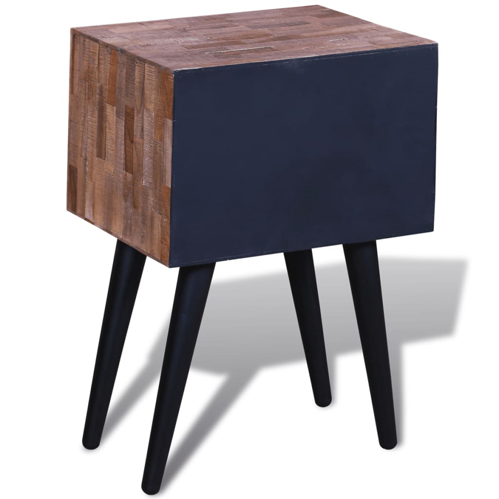 241711 vidaXL Nightstand with 2 Drawers Reclaimed Teak Wood