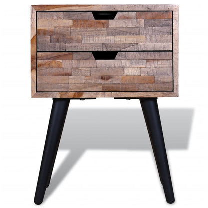 241711 vidaXL Nightstand with 2 Drawers Reclaimed Teak Wood