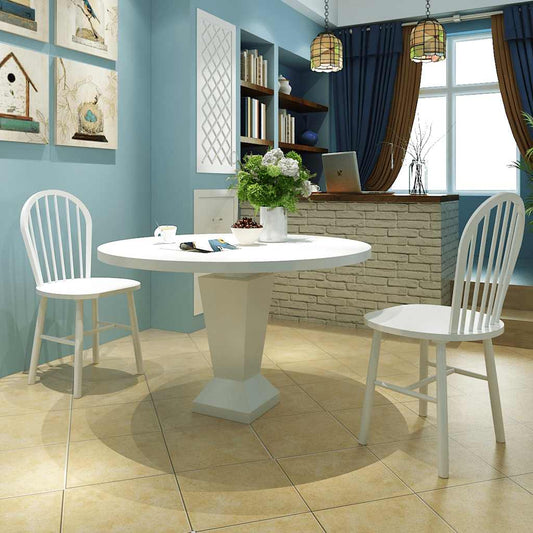 vidaXL Dining Chairs 2 pcs White Solid Rubber Wood