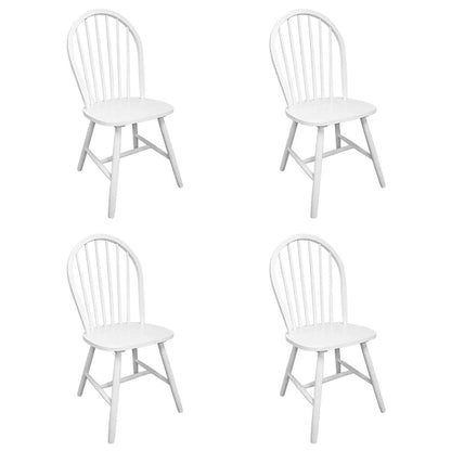 vidaXL Dining Chairs 4 pcs White Solid Rubber Wood