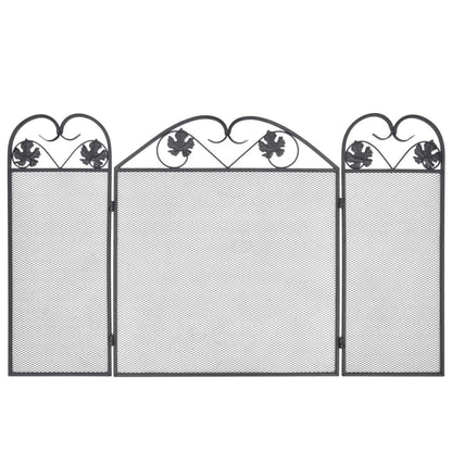 vidaXL 3-panel Fireplace Screen Iron Black