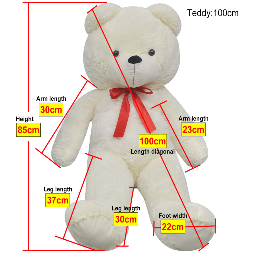 vidaXL XXL Soft Plush Teddy Bear Toy White 85 cm