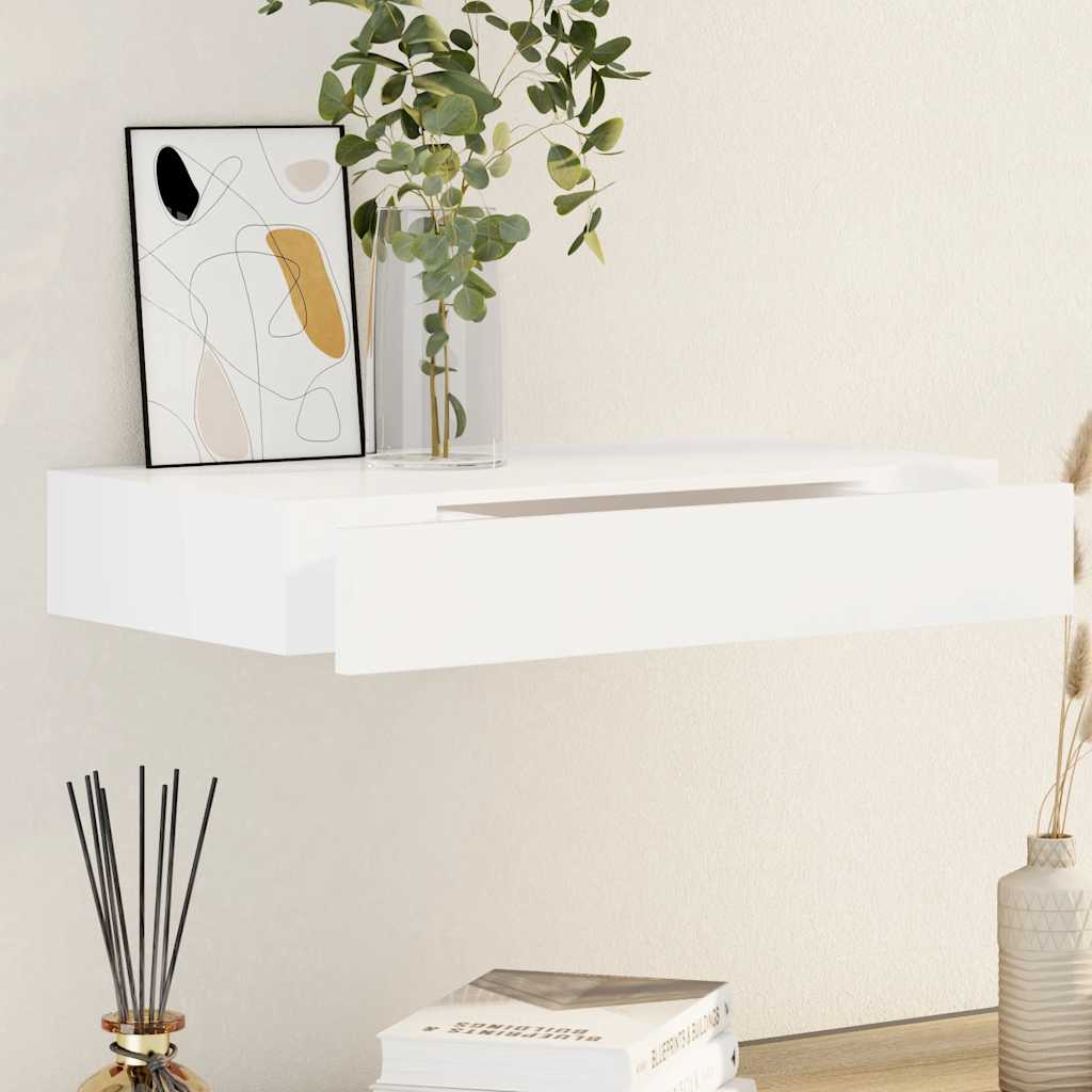 vidaXL Wall Shelf | White | MDF | 48 cm | Wall mounting | Wall Shelf