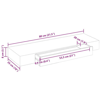 vidaXL Wall Shelf | White | MDF | 80 cm | Wall mounting | Wall Shelf