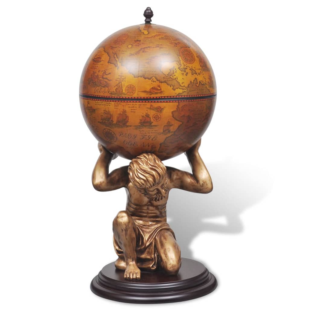 241958 vidaXL Globe Bar Wine Stand Atlas Design 42x42x85 cm