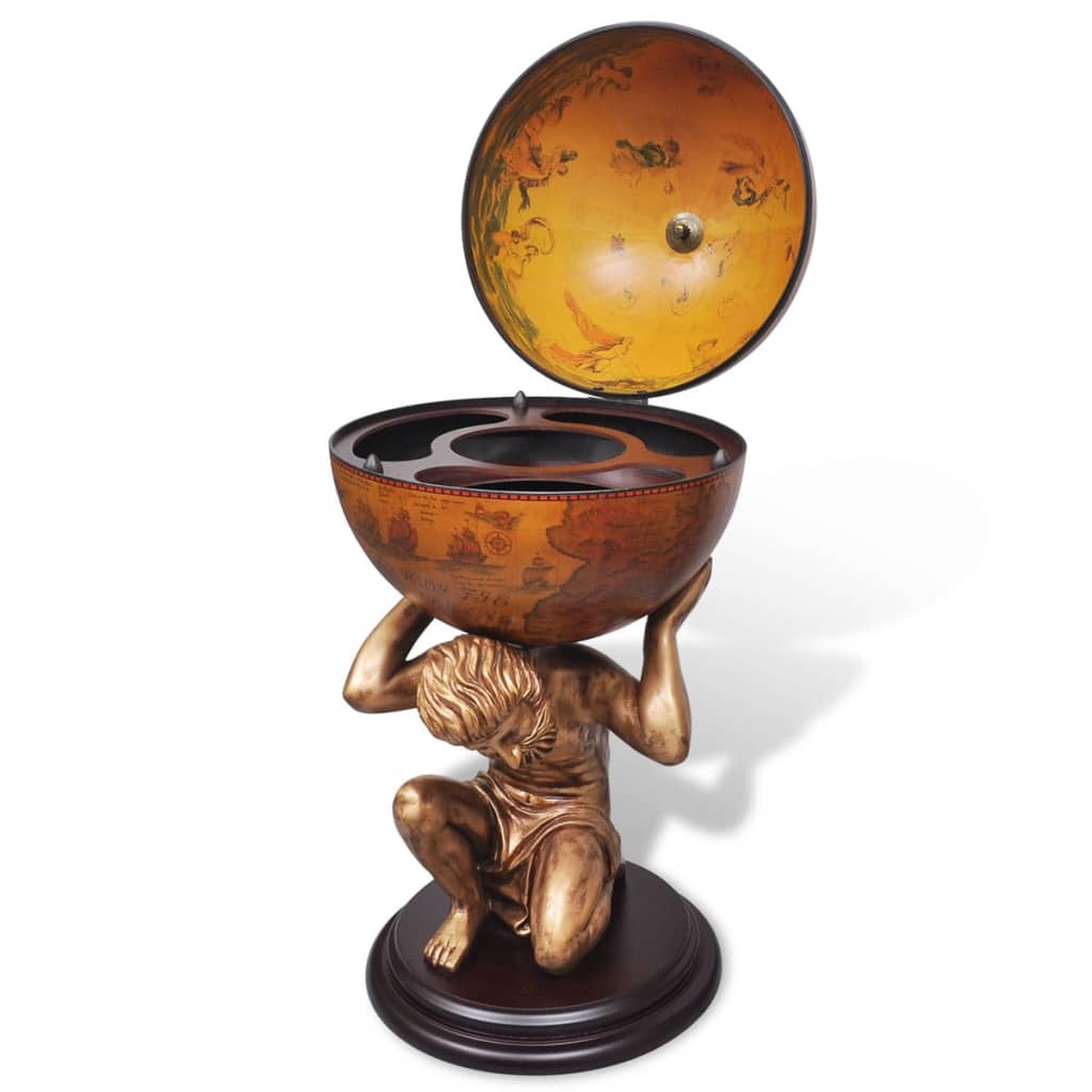 241958 vidaXL Globe Bar Wine Stand Atlas Design 42x42x85 cm