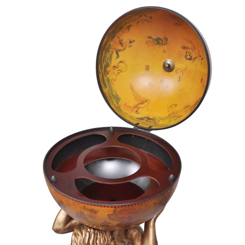 vidaXL Globe Bar Wine Stand Atlas Design 42x42x85 cm