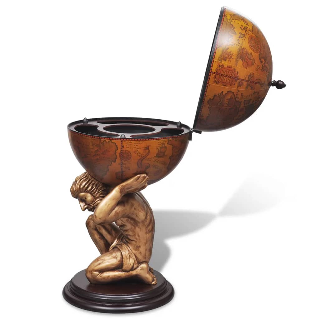 241958 vidaXL Globe Bar Wine Stand Atlas Design 42x42x85 cm