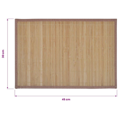 6 Bamboo Placemats 30 x 45 cm Brown