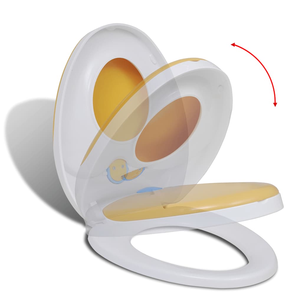 141766 White & Yellow Soft-close Toilet Seat Adults/Children